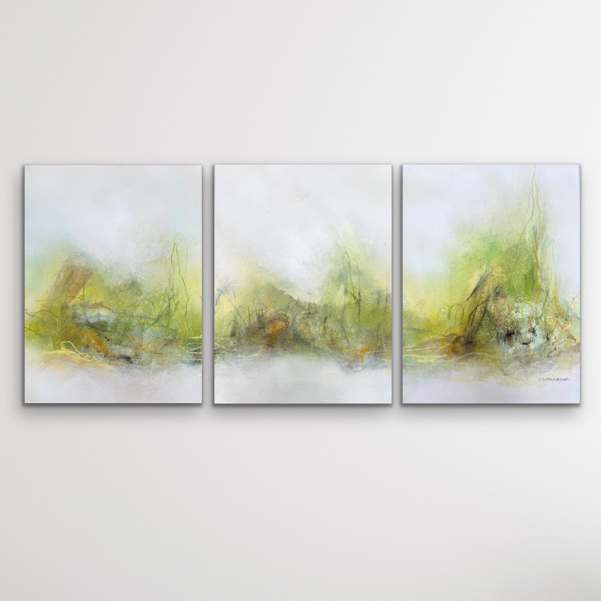 Expressive Landscape Acrylic Painting By Kirsten Schankweiler, 35 X 16", Whispers Of The Wild No. 16, Original Artwork