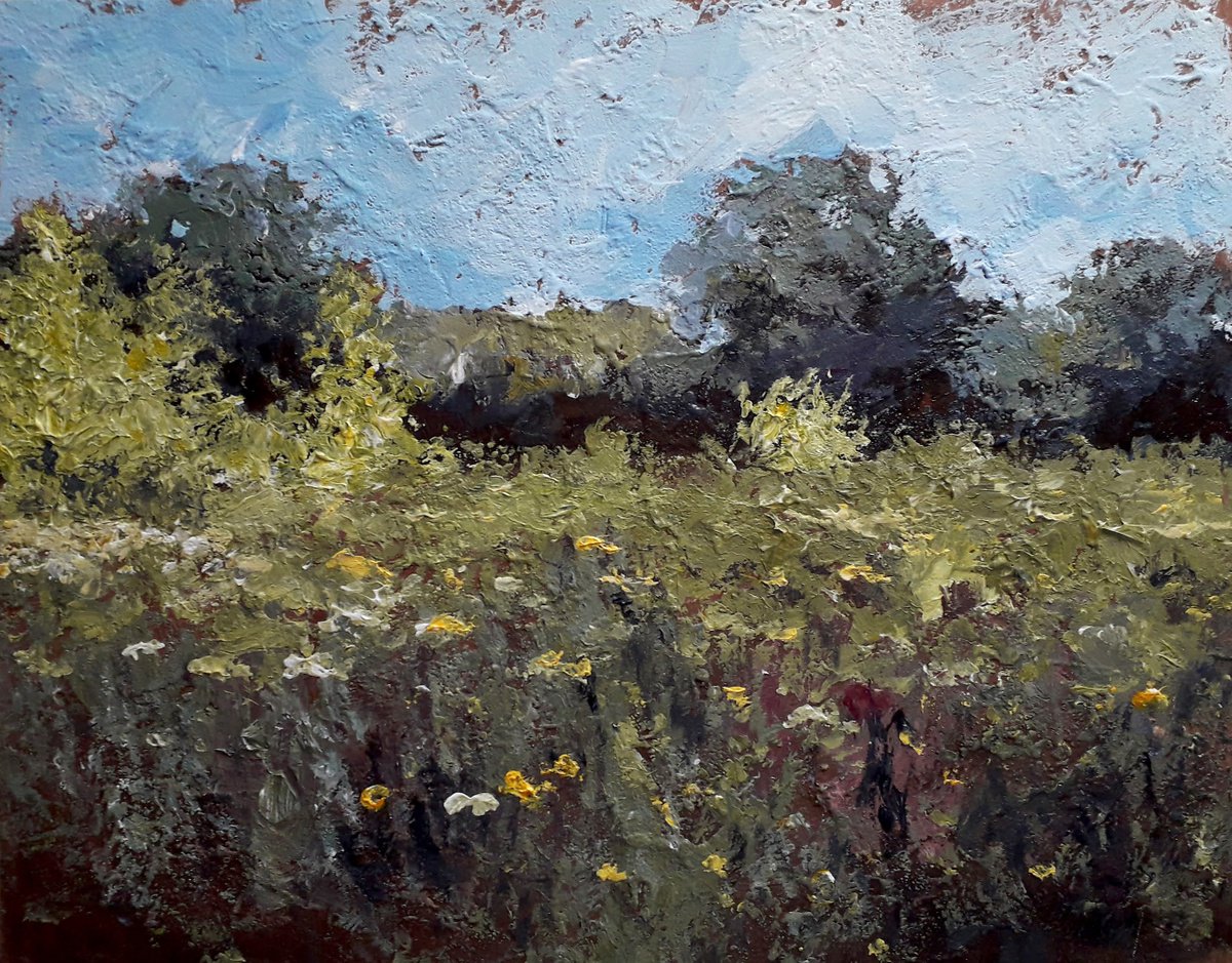 Texture painting. Landscape of nature. Painting with a palette knife. by Alexander Zhilyaev
