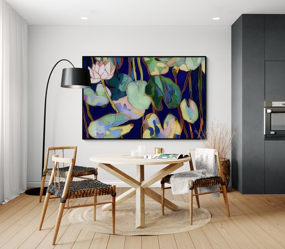 Water Lilies in Midnight Blue #2