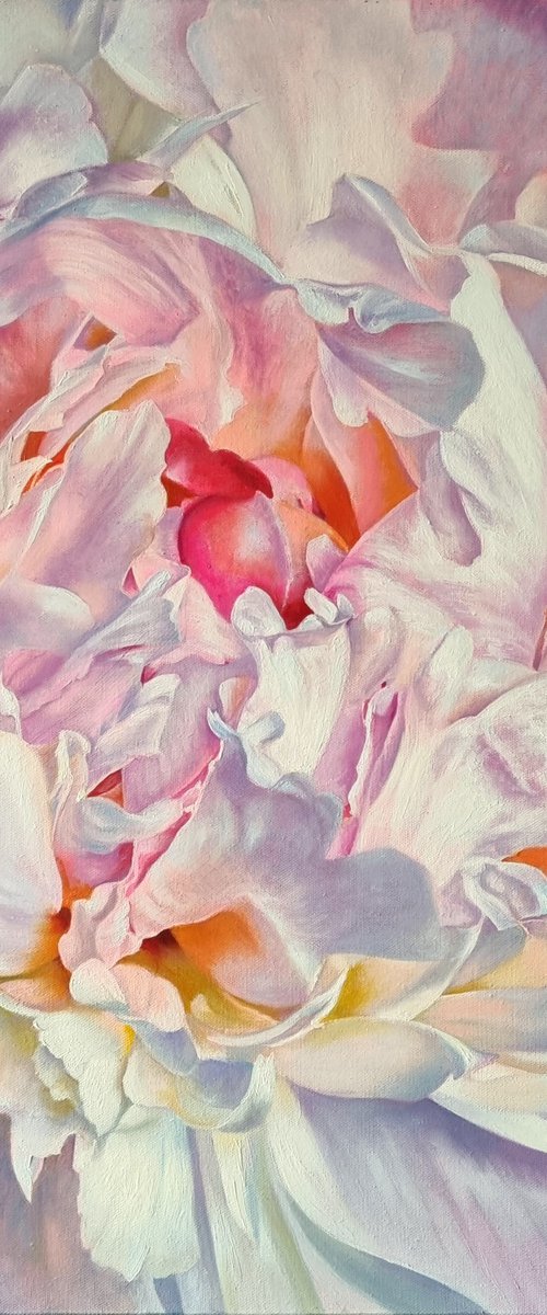 "Lace of petals."  peony  flower  liGHt original painting  GIFT (2022) by Anna Bessonova (Kotelnik)