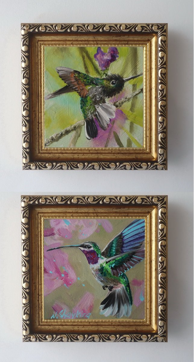 Hummingbird In Spring Light, Set 2 By Natalia Shaykina, 5 X 5, Artwork For Sale On Artfinder