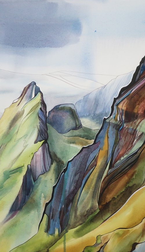 The Trotternish Ridge. 75*55 cm. Isle of Skye. by Alla Vlaskina