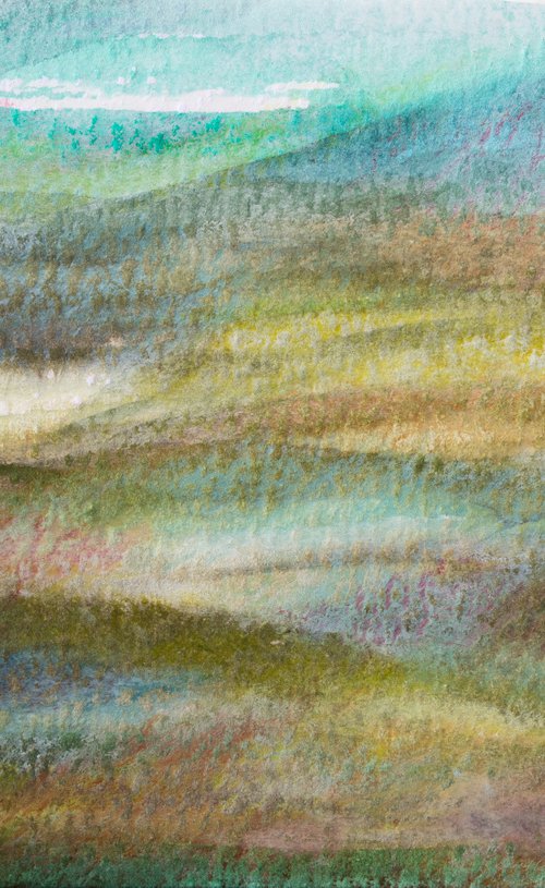 "The hills by the Loire river" - abstract landscape - mixed media - Ready to frame by Fabienne Monestier