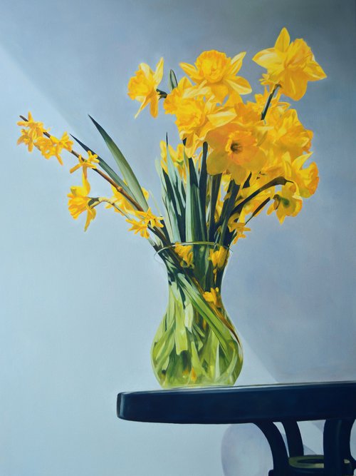 Still life with narcisses by Cene gal Istvan