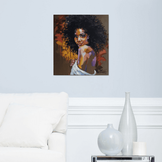 Painting portrait of a black girl - Fun