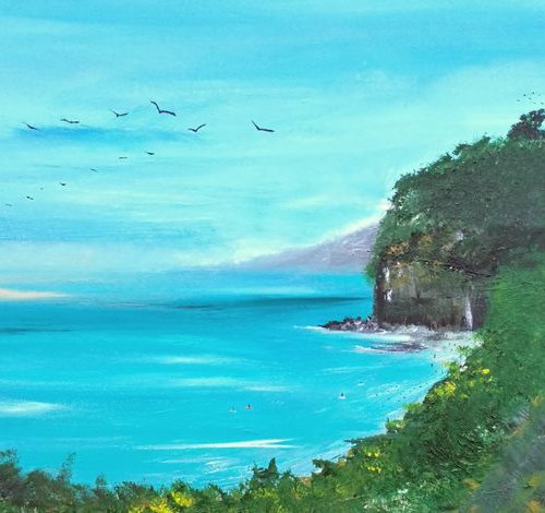 Hell's Mouth, Cornwall - Panoramic, Modern Art Office Decor Home by Mel Graham