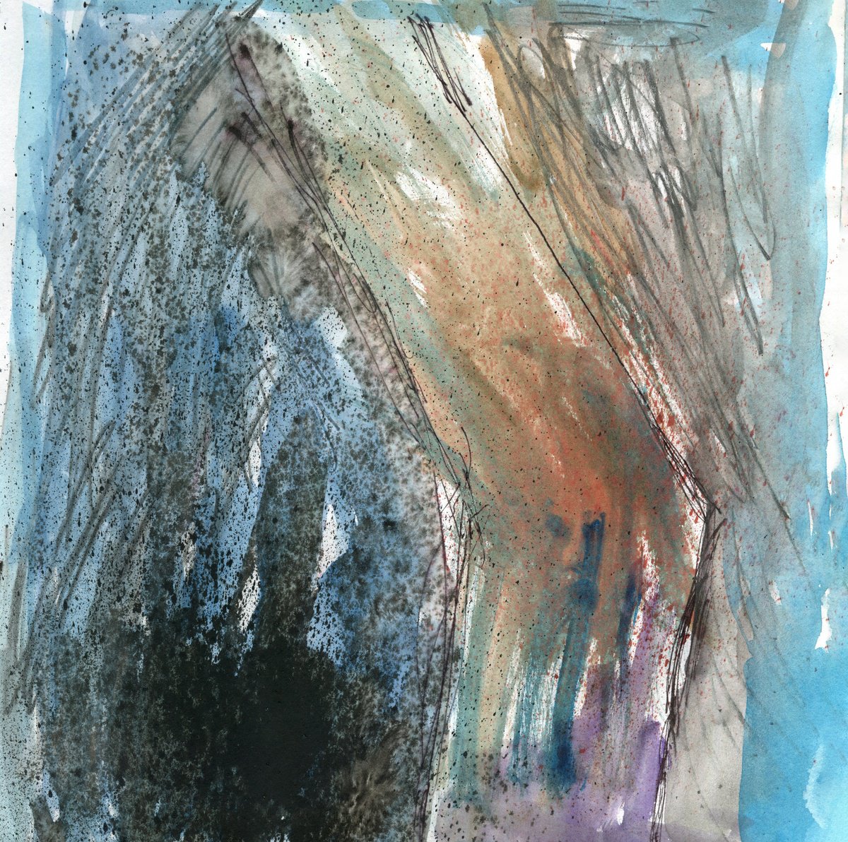 Abstract Landscape Ink Drawing By Elizabeth Anne Fox, 10 X 10, Catchment Notes 1, Original Artwork