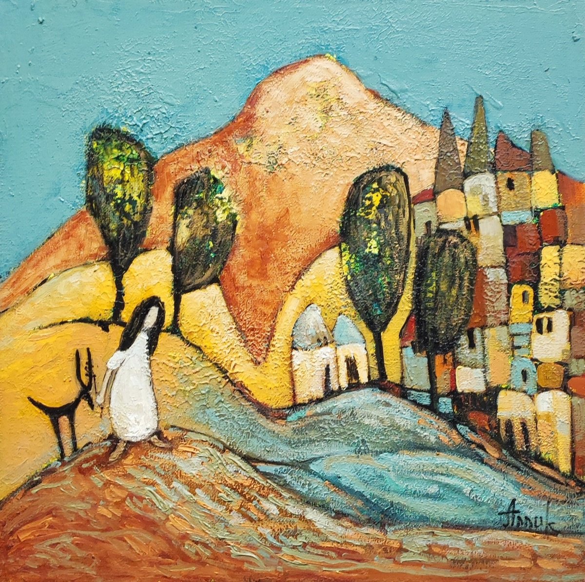 Expressive Oil Painting , Girl In A White Dress By Anna Soghomonyan, 14 X 14, Artwork For Sale On Artfinder