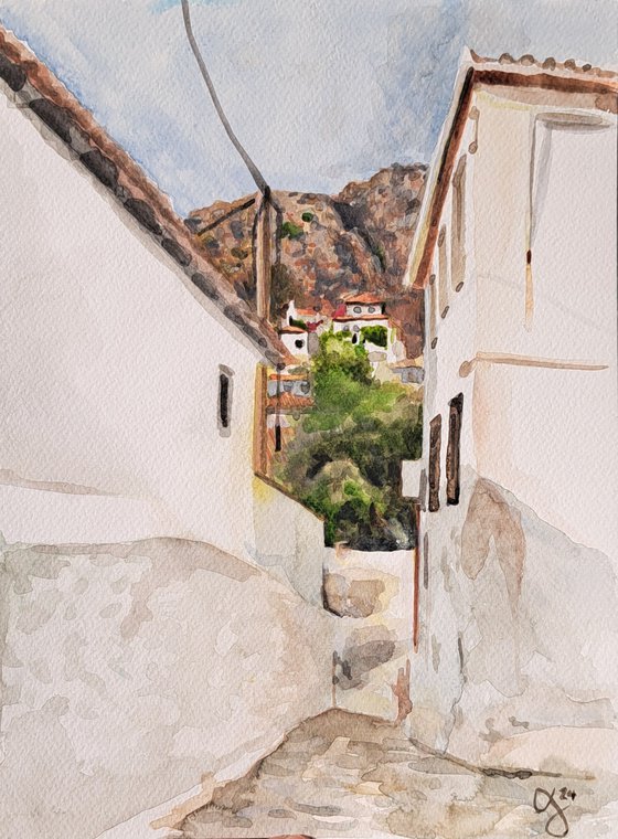 Hydra island watercolor