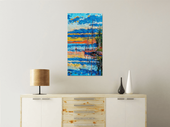 Harbor in Blue and Fire