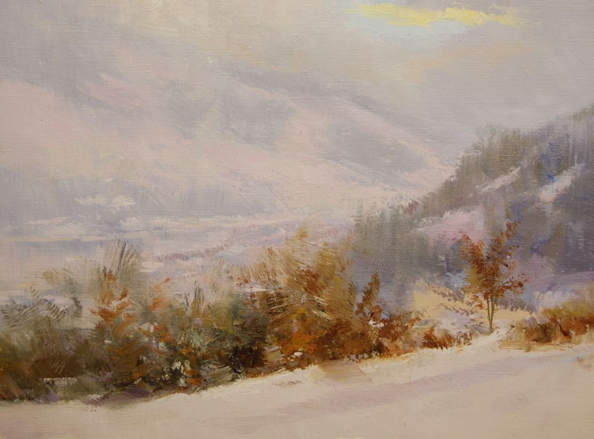 Snowy landscape painting Drop of Sun (395l15) by Yuri Pysar