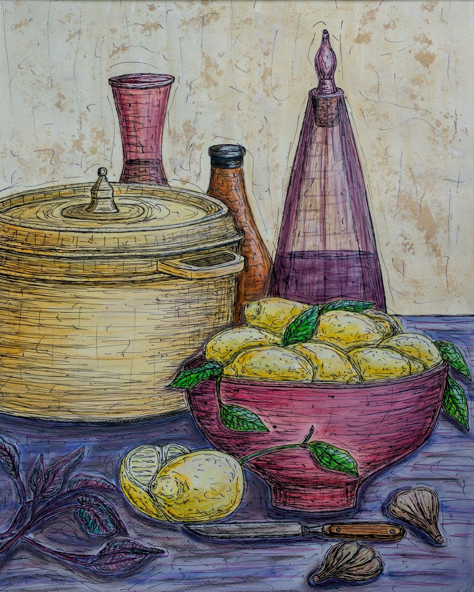 Still Life Watercolour By Kim Jones Miller, 16 X 20", Sustenance, Original Artwork