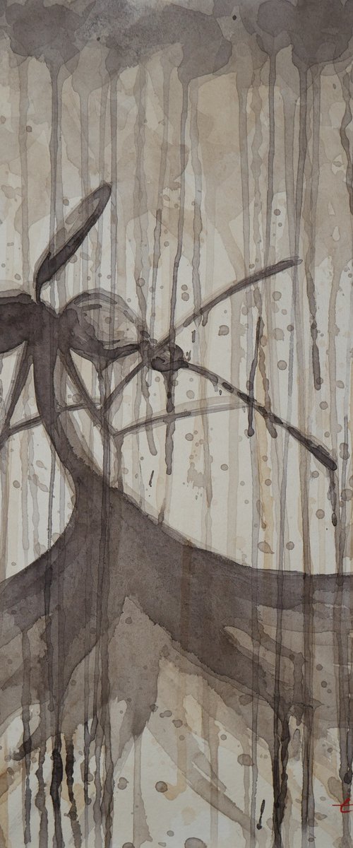 "Violin" 2022 Watercolor on paper 42x30 by Eugene Gorbachenko