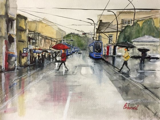 Rainy street scene