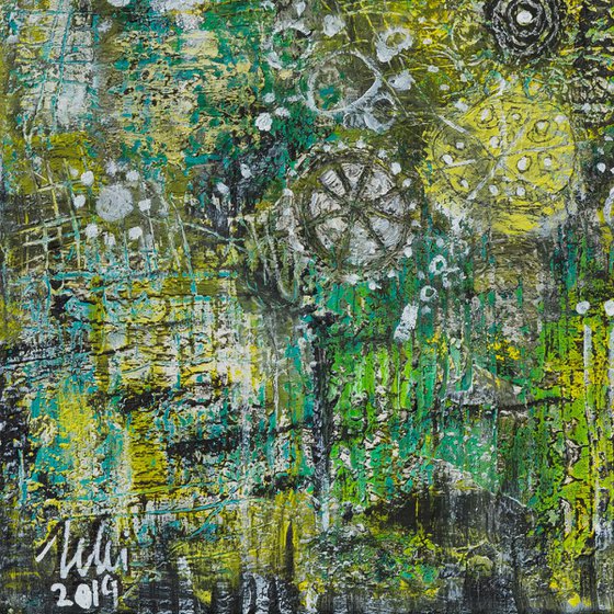 Jacob's ladder falling down into my garden - abstract painting