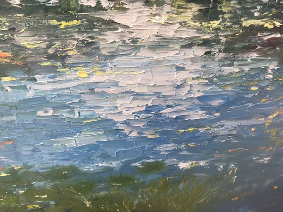 "Waterlilies pond"- large original oil painting by Artem Grunyka