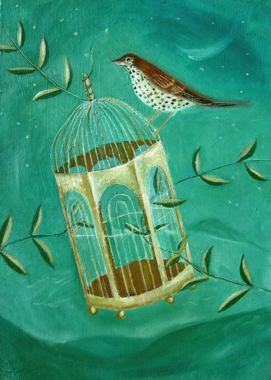 Birdcage with Songthrush