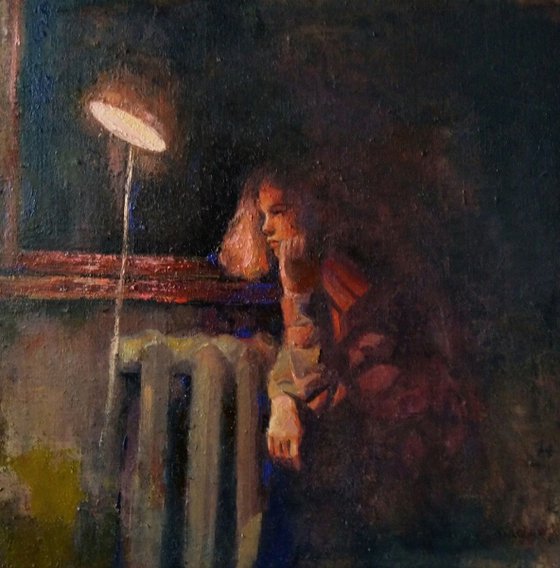 Long night(50x50cm, oil painting, ready to hang)