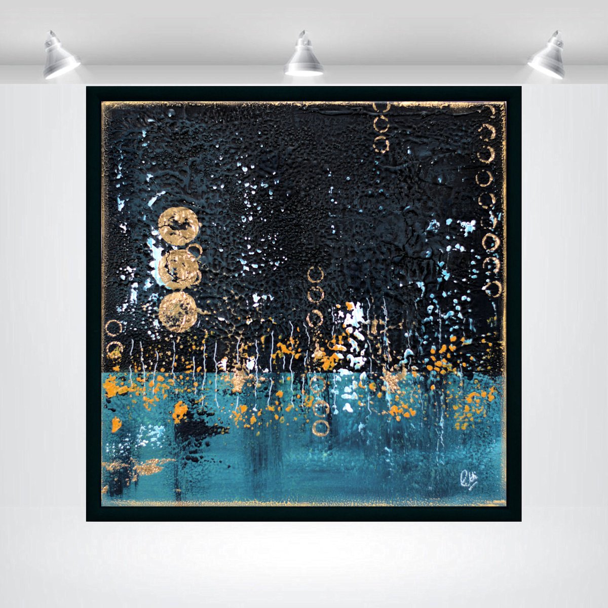 Abstract Acrylic Painting By Edelgard Schroer, 17 X 17, Glow In The Dark, Original Artwork