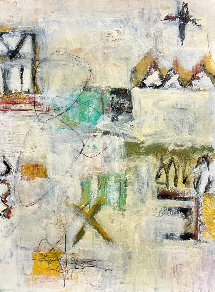 Geometric Abstract Acrylic Painting By Shellie Garber, 18 X 24", Crown Point, Original Artwork