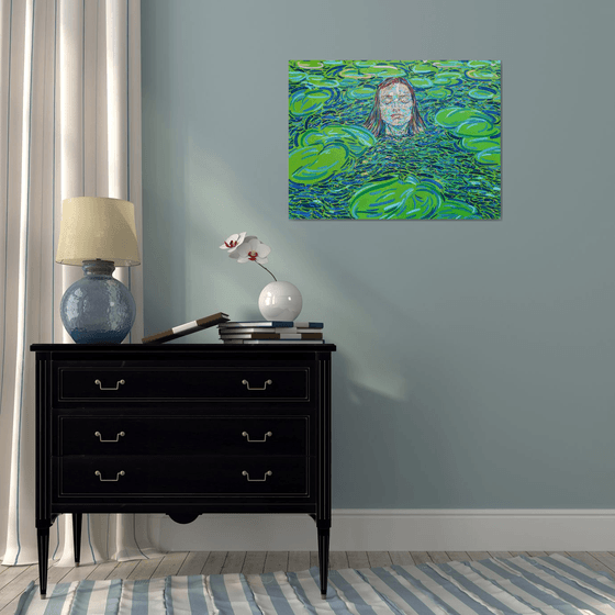 A girl with water lilies