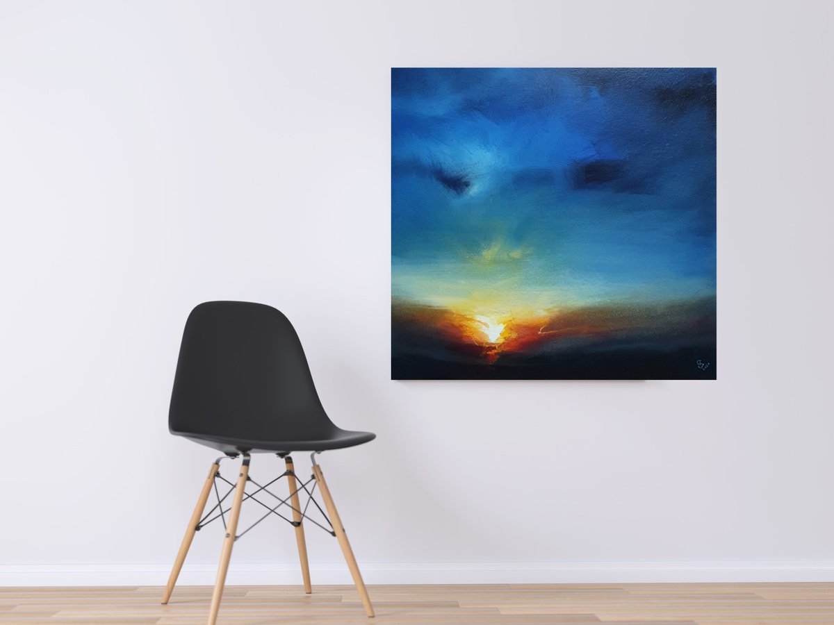 Abstract Landscape Acrylic Painting By Ivan Grozdanovski, 29 X 28, Eternally Hoping, Original Artwork