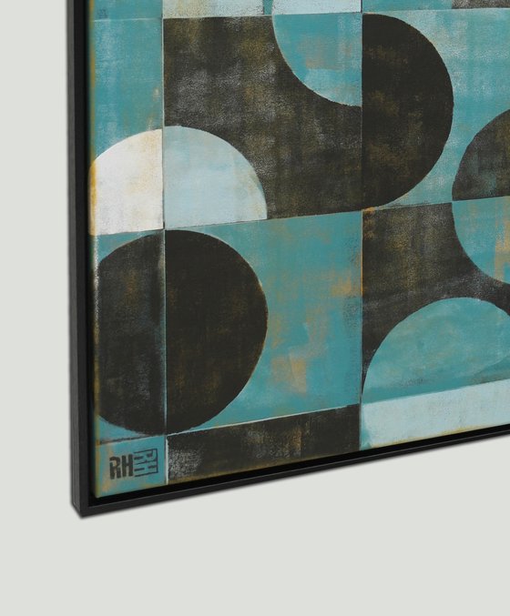 Traffic Square Turquoise - Incl. Frame -  Large artwork - 105x105cm - Ronald Hunter 34O