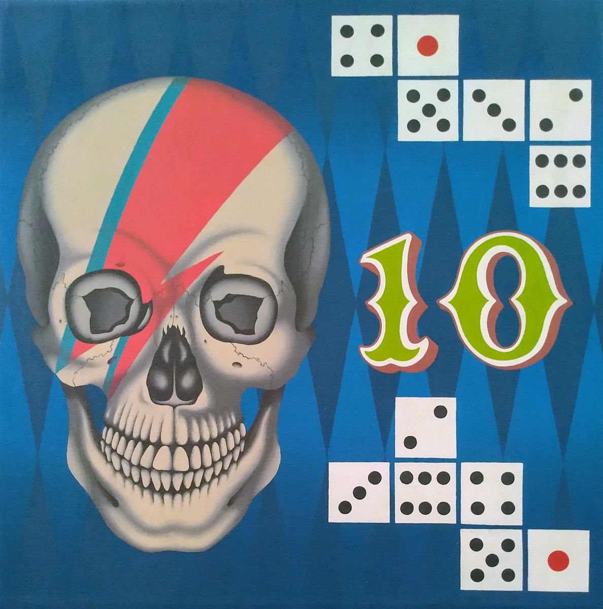 Urban And Pop Portrait Acrylic Painting By Hirotaka Suzuki, 16 X 16, #10 (Count Down Series), Original Artwork