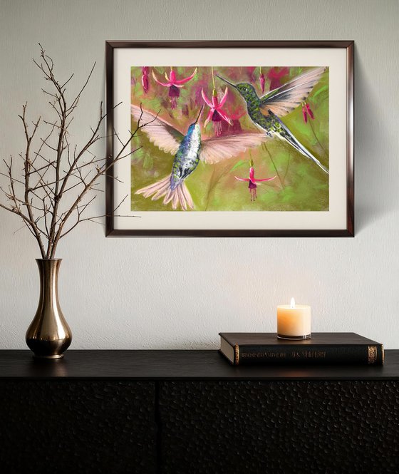 Colibri in flight. Flying