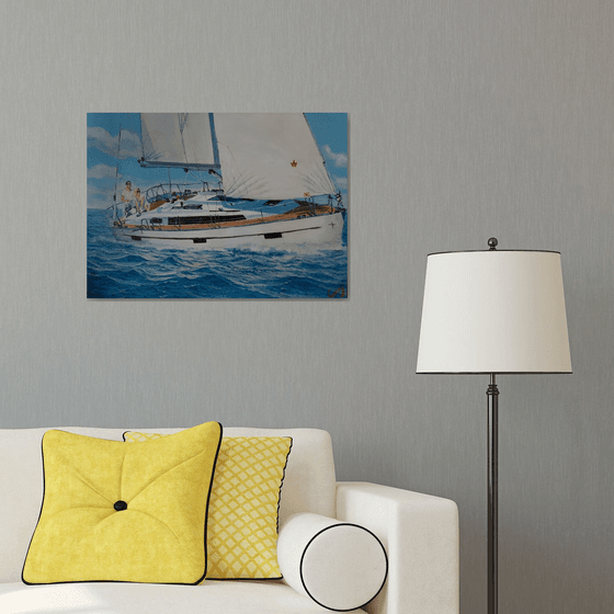 Seascape with Sailboat