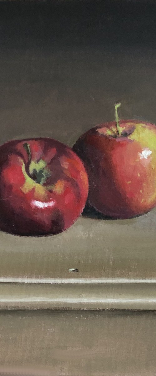 Still Life - 2 Apples by Russell Aisthorpe