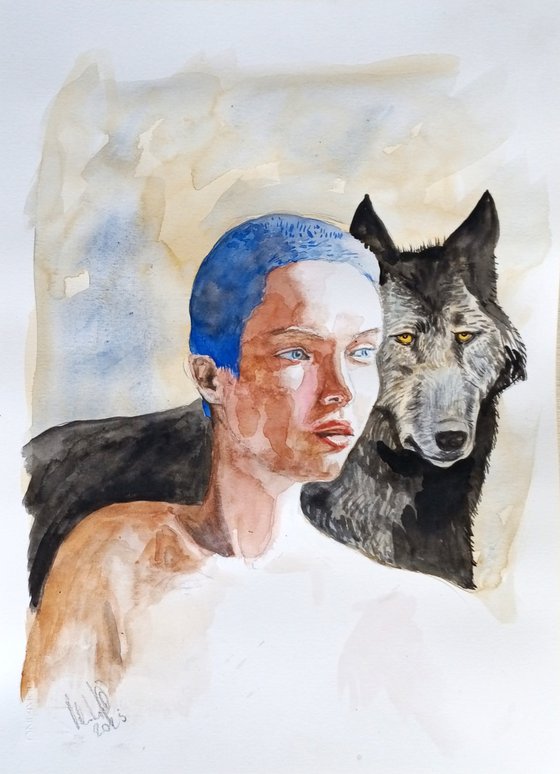 Girl with wolf