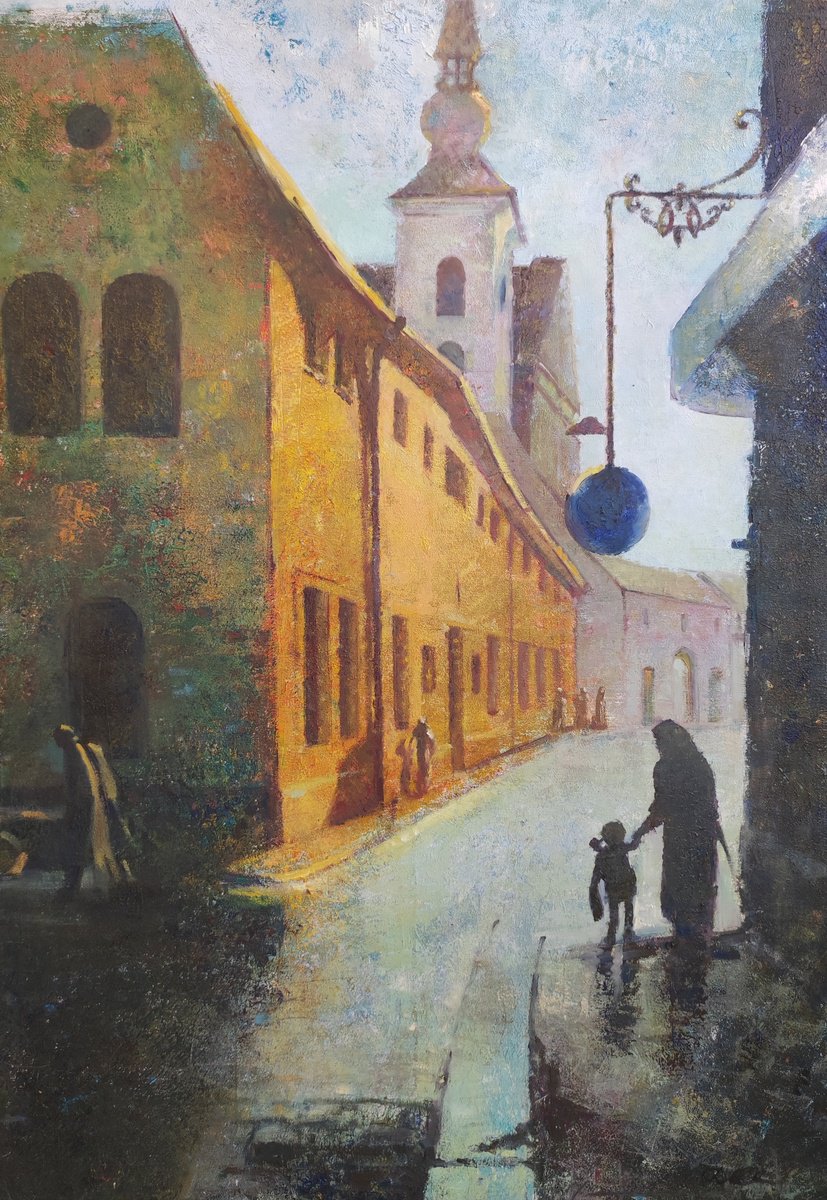 Impressionistic Cityscapes Oil Painting By Olga Onopko, 28 X 39", 30 Years Later, Original Artwork
