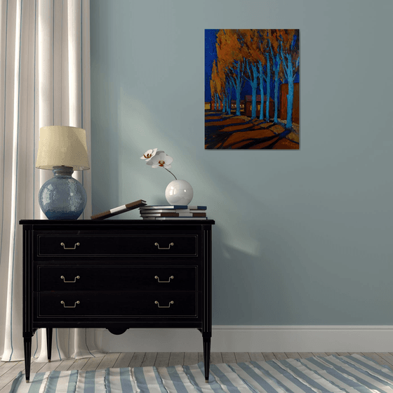 Poplars in the Fall. Night