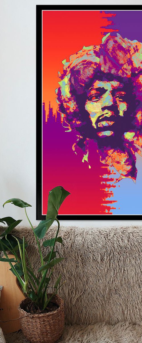 Jimi Hendrix - Modern Poster 2 Stylised Art by Jakub DK - JAKUB D KRZEWNIAK