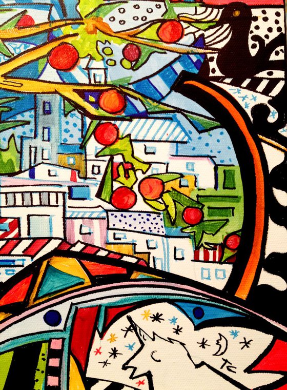 The pomegranate tree - original acrylic painting - 41 x 33 cm (16 ' x 13 ')