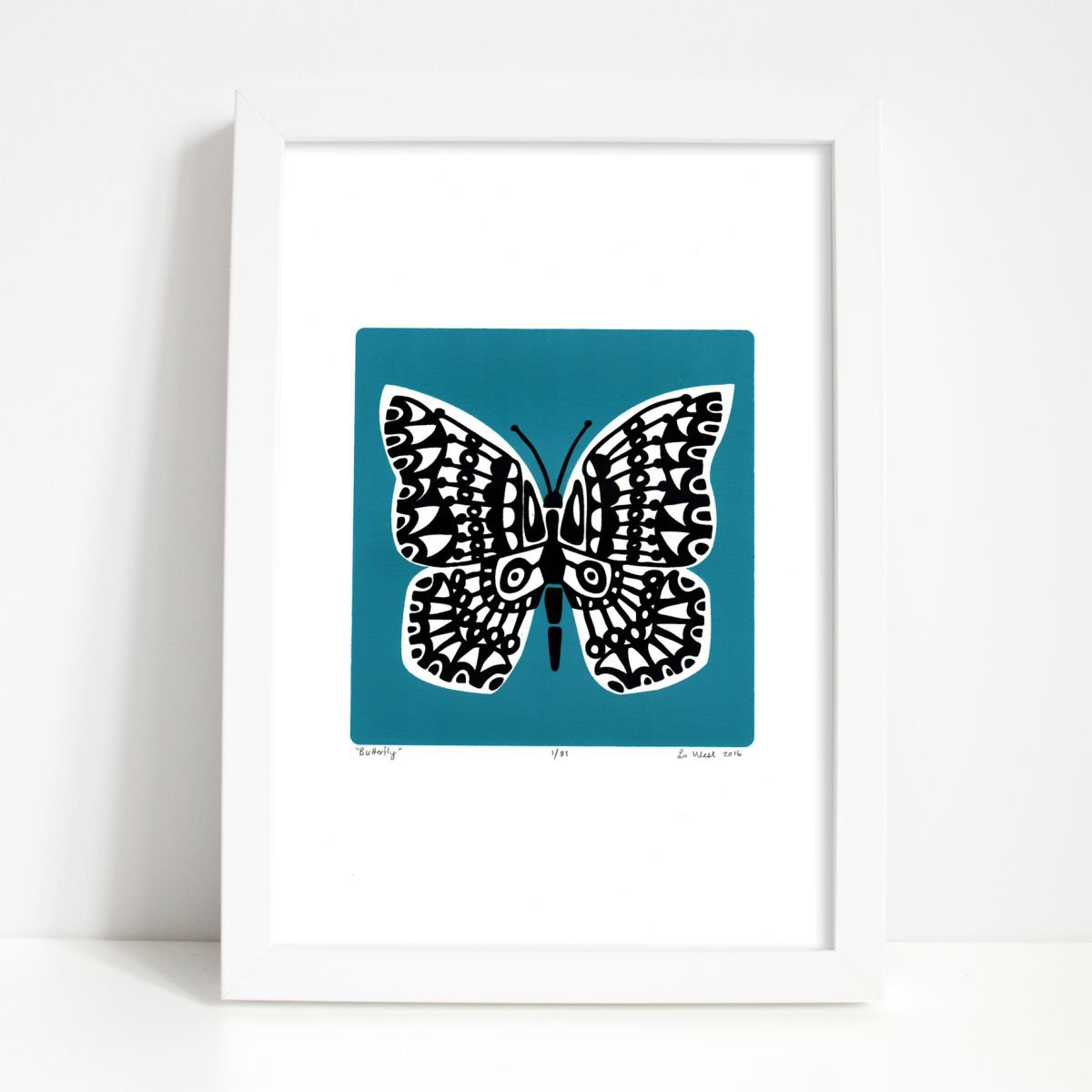 Butterfly in Slate Teal - Framed - FREE UK Delivery by Lu West