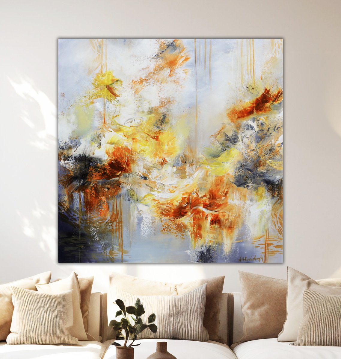 Abstract Acrylic Painting By Andrada Anghel, 36 X 36, Whispers Of Light, Original Artwork