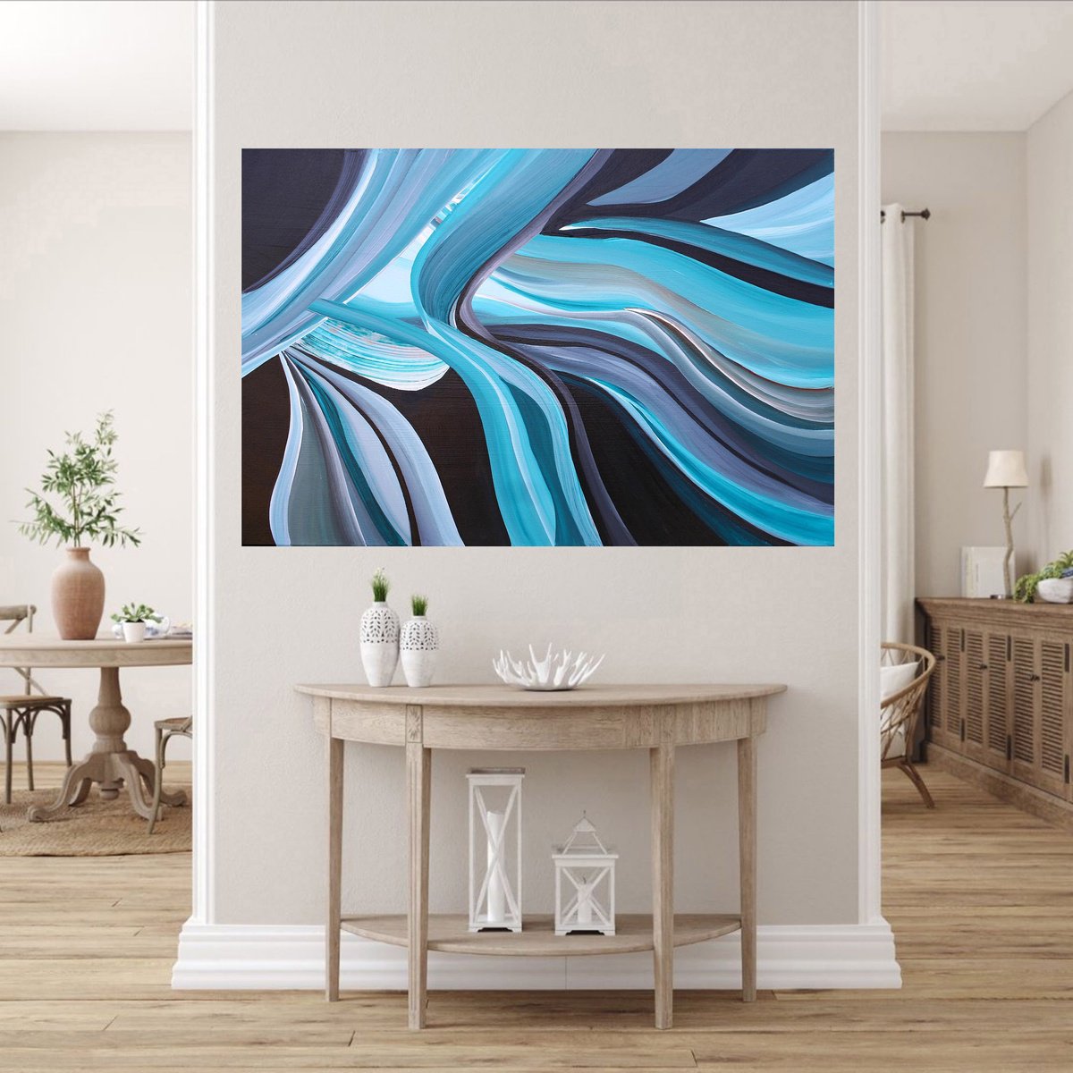 Organic Abstract Acrylic Painting By Susan Wooler, 30 X 20", Let The Day Begin, Original Artwork