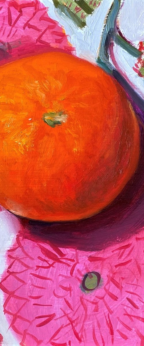 Orange Still Life original oil realism painting. by Jackie Smith