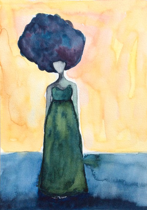 Original Watercolour Figurative Painting 'Heartsore' by Stacey-Ann Cole