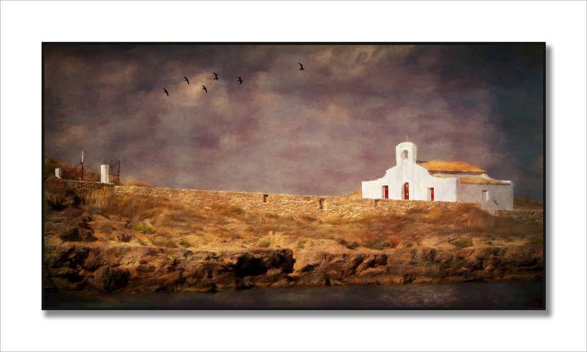 Impressionistic Landscape Photograph By Martin Fry, 9 X 6", Seaside Church ( Panoramic), Original Artwork