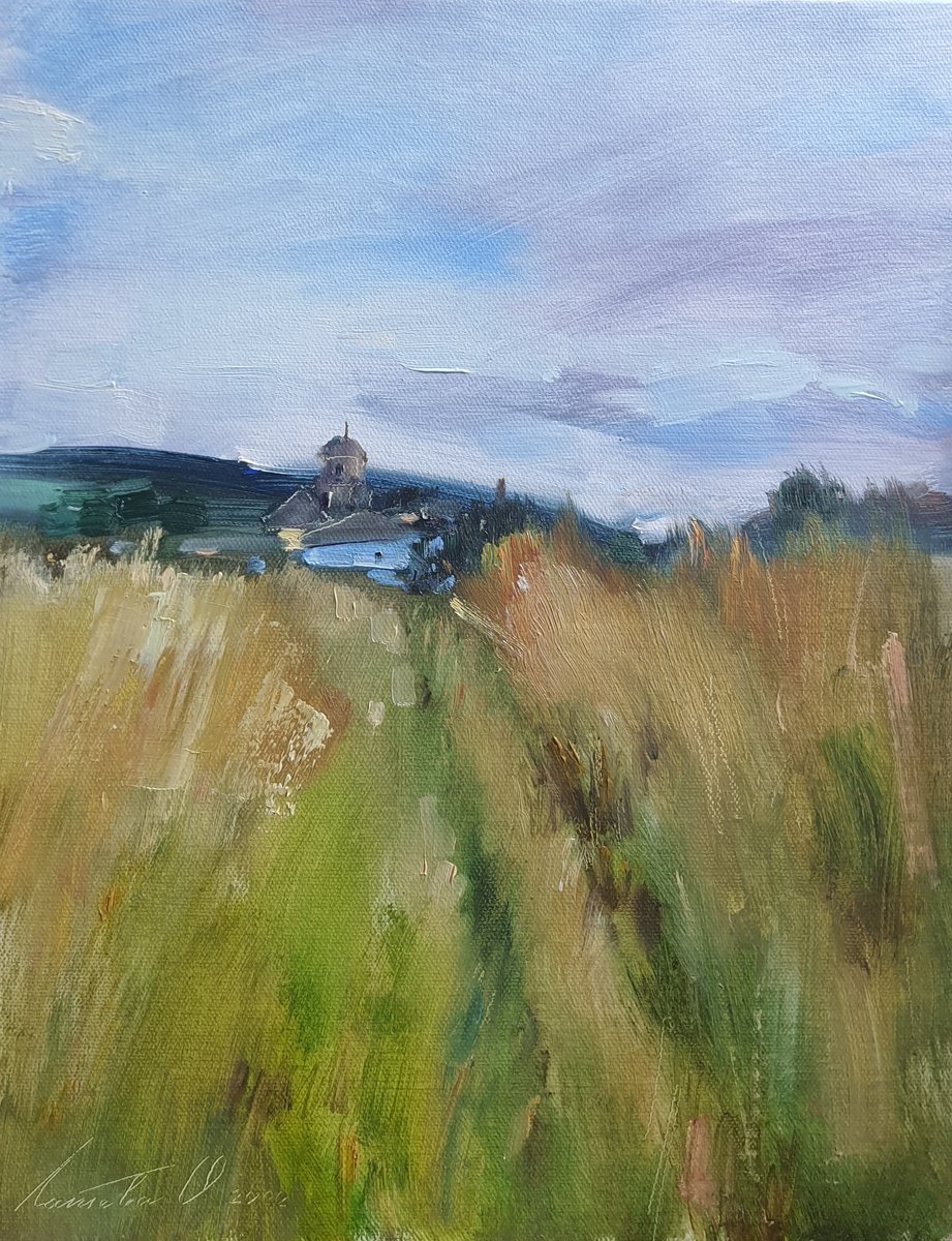 Abstract Landscape Oil Painting By Olha Laptieva, 11 X 14", Summer In Sanquhar, Original Artwork