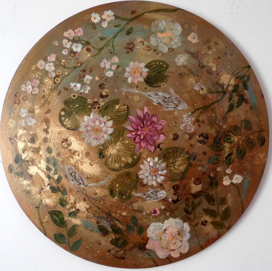 "Pond dance" 60cm round canvas