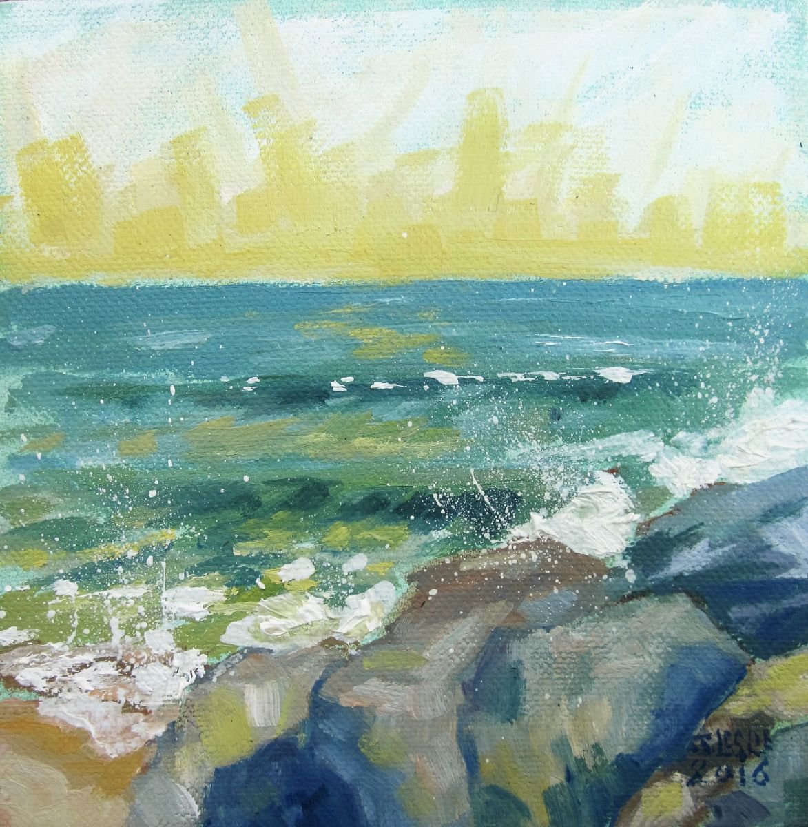 Oil Painting , Post Surf Session At Hathaway By Jimmy Leslie, 6 X 6, Artwork For Sale On Artfinder