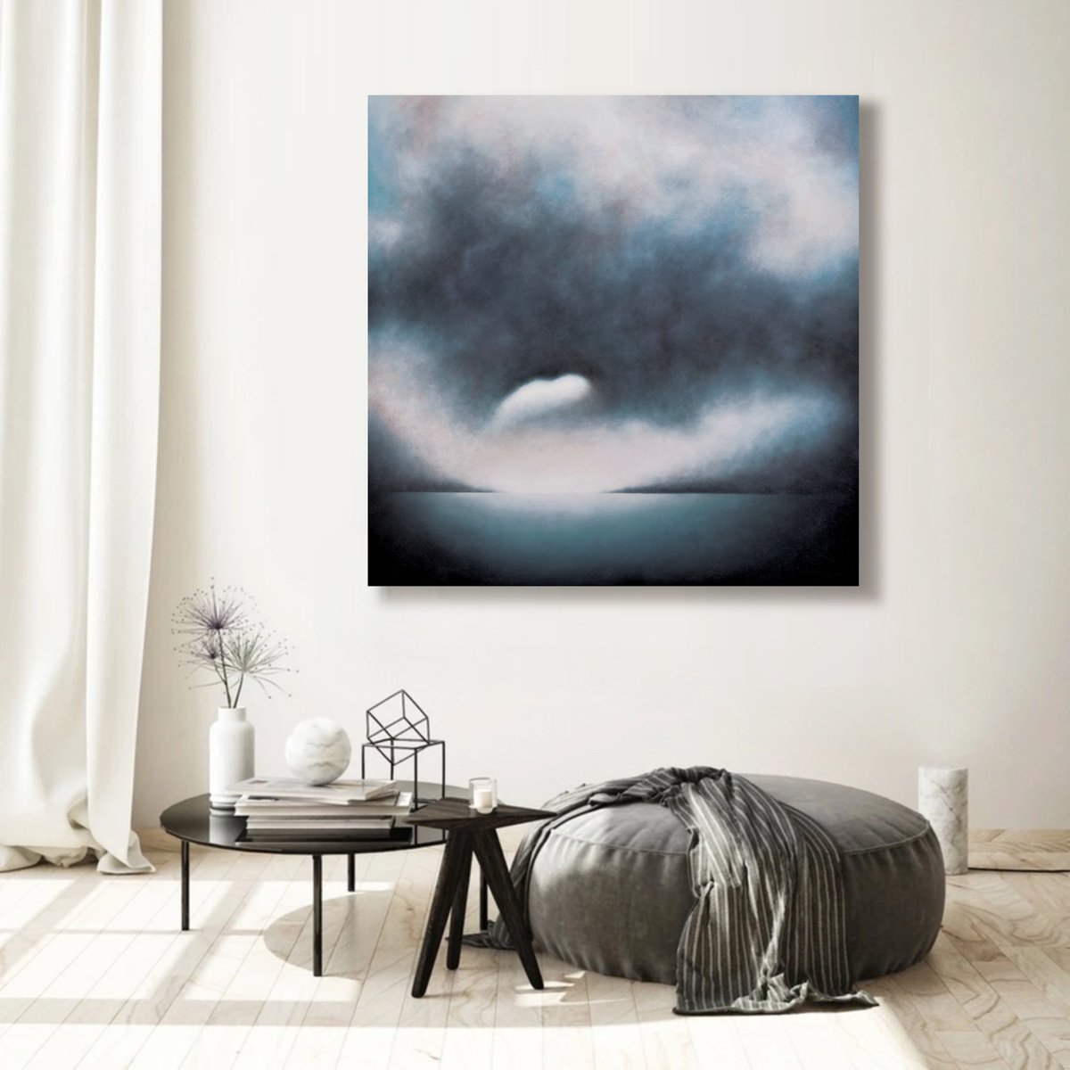Large Abstract Seascape on Canvas 39,37×39,37 in (100×100 cm)