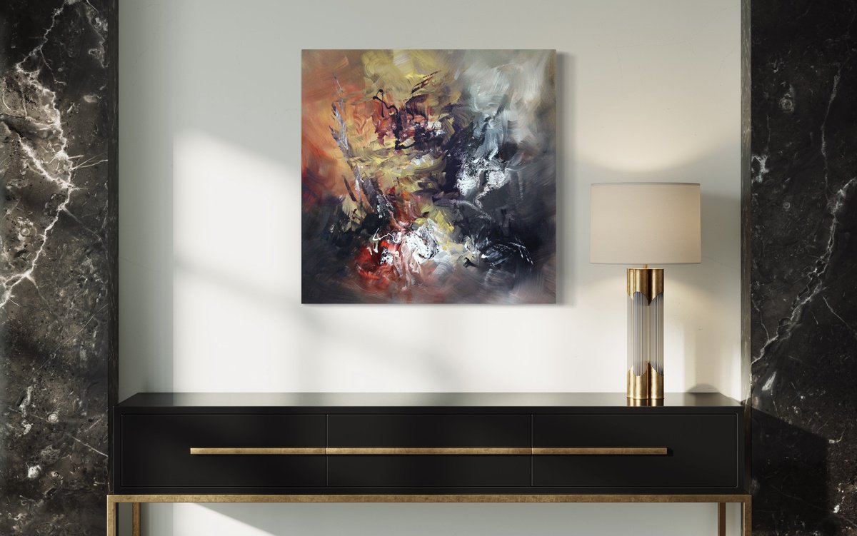 Expressive Abstract Acrylic Painting By Paresh Nrshinga Frsa, 32 X 32", Sometimes I Dream I, Original Artwork