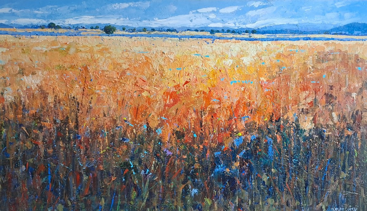 Impressionistic Landscape Acrylic Painting By Claudio Ciardi, 47 X 28, Abstract Landscape, Original Artwork