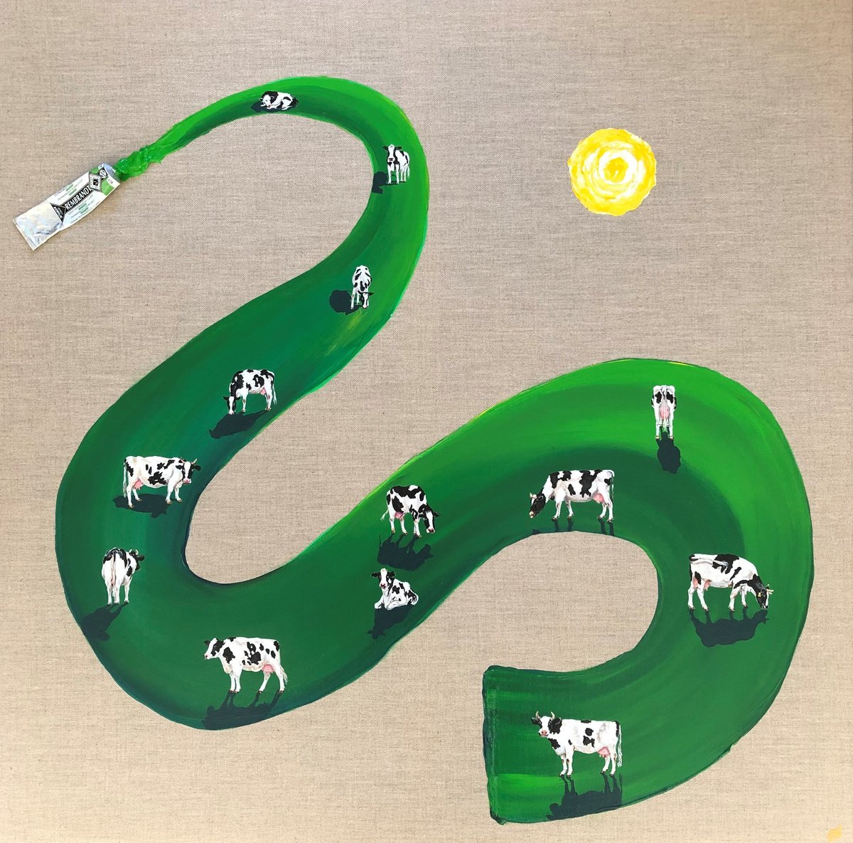 Photorealistic Animal Acrylic Painting By Lena Smirnova, 35 X 35", 13 Holy Cows, Original Artwork