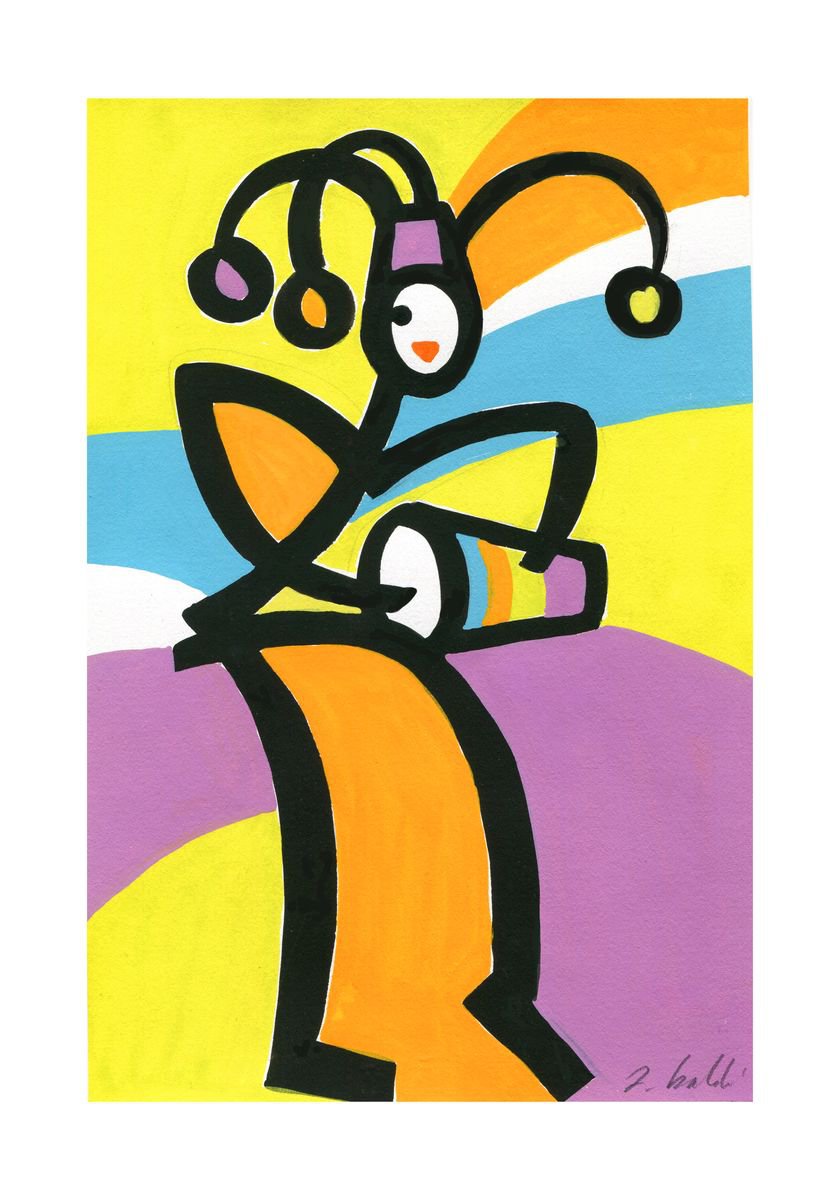Expressive Painting , Rio-Carnival-02 By Andre Baldet, 7 X 10, Artwork For Sale On Artfinder